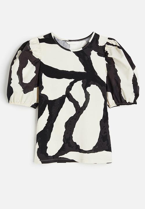 H&M - Puff-sleeved top - cream 