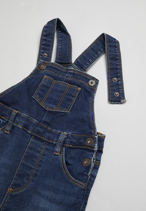 MINOTI - 2 Pack washed dungaree & long sleeve top set - blue