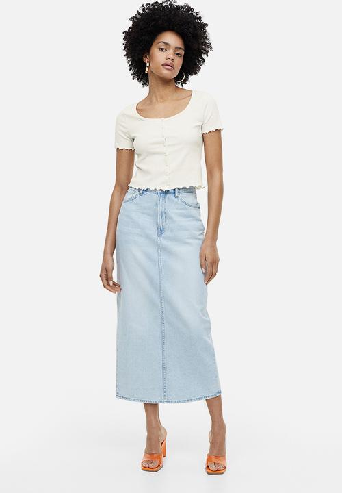 H&M - Ribbed button-front top - white