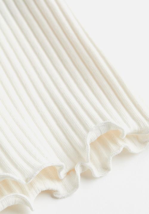 H&M - Ribbed button-front top - white