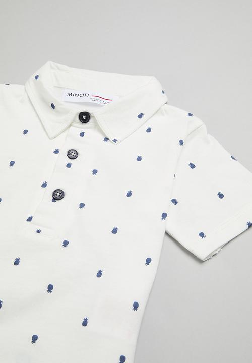 MINOTI - 2 Pack aop jersey polo top & denim short set - blue & white