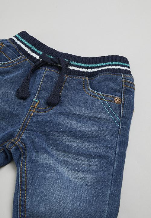 MINOTI - 2 Pack aop T-shirt & knitted denim jean set - blue & white