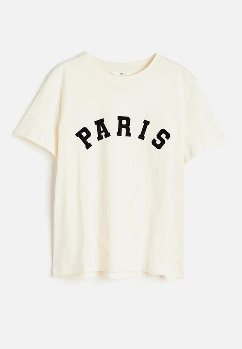 H&M - Printed T-shirt - cream 