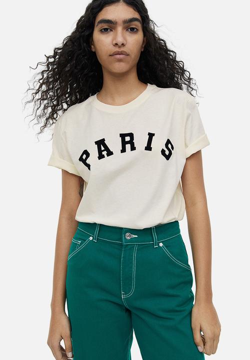 H&M - Printed T-shirt - cream 