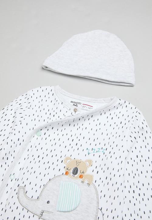 MINOTI - 2 Pack sleepsuit & hat set - white