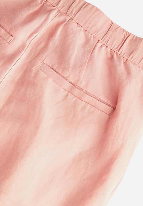 H&M - Flared linen-blend trousers - apricot
