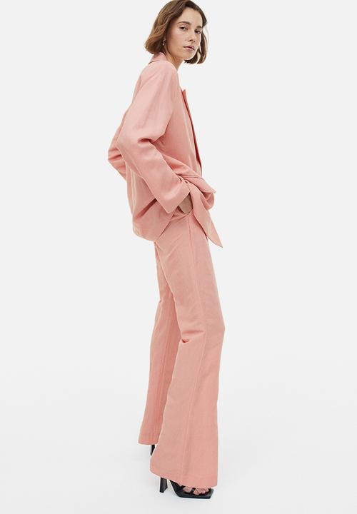 H&M - Flared linen-blend trousers - apricot