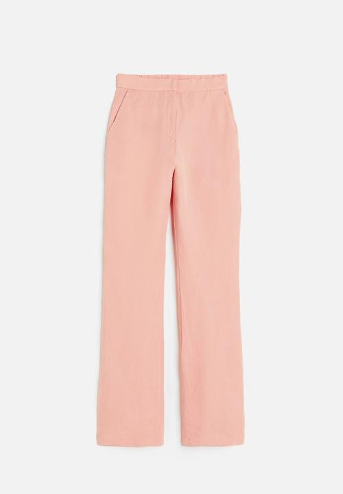 H&M - Flared linen-blend trousers - apricot
