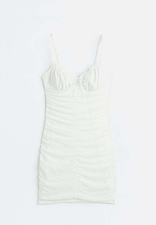 H&M - Gathered mesh dress - white
