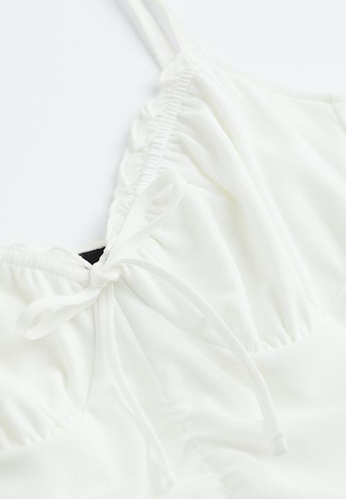 H&M - Gathered mesh dress - white