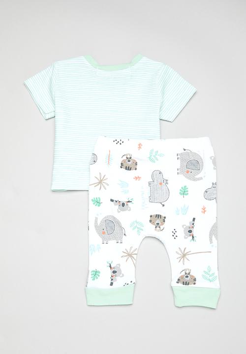 MINOTI - 2 Pack stripe T-shirt & aop legging set - multi