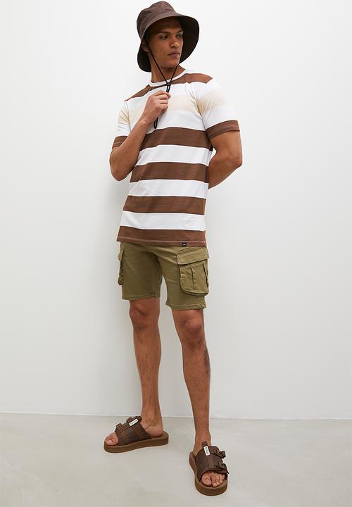 Superbalist - Ash bold y/d stripe tee - brown & ecru
