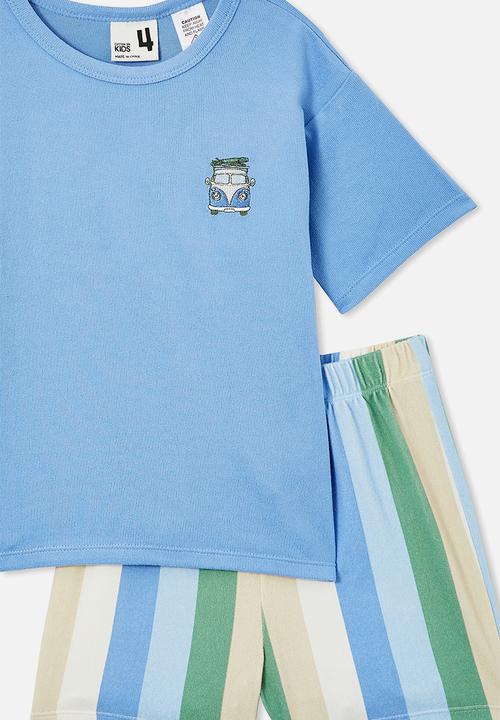Cotton On - Damon short sleeve pyjama set - dusk blue/combi van bold stripe