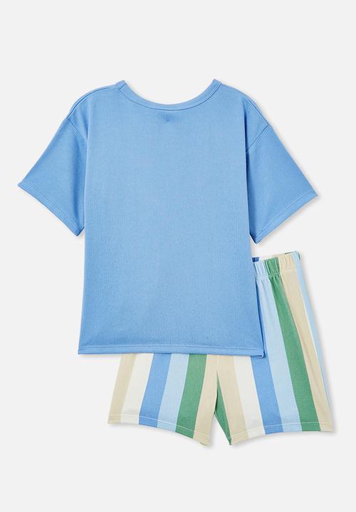 Cotton On - Damon short sleeve pyjama set - dusk blue/combi van bold stripe