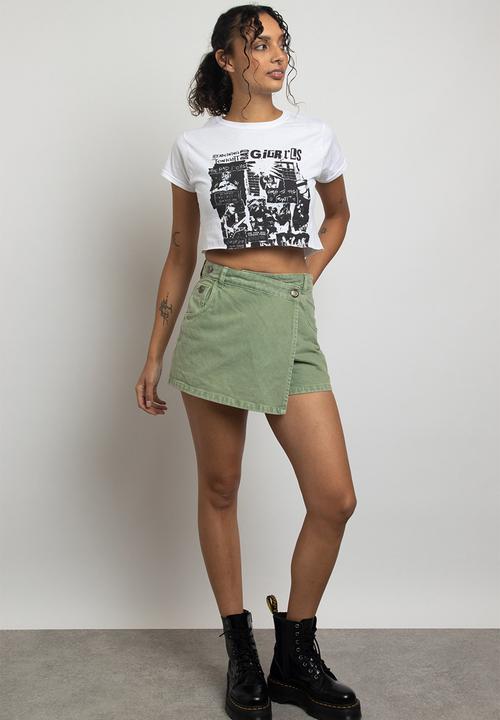 Daisy Street - Washed denim skort - pale green