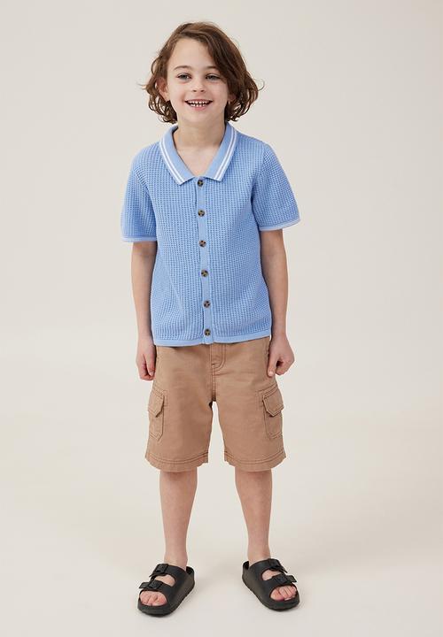 Cotton On - Knitted short sleeve shirt - dusk blue