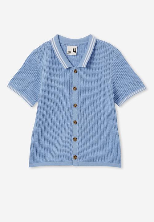 Cotton On - Knitted short sleeve shirt - dusk blue