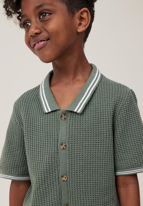 Cotton On - Knitted short sleeve shirt - swag green