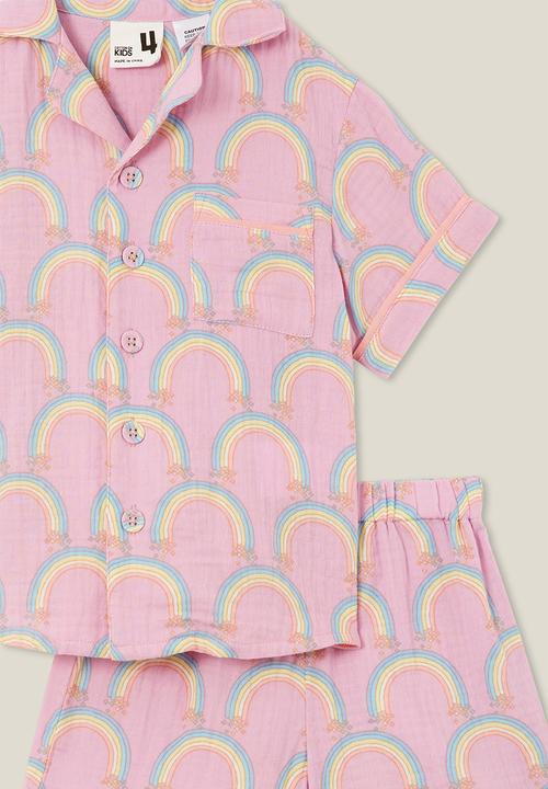 Cotton On - Amelia short sleeve pyjama set - pale violet/rainbow