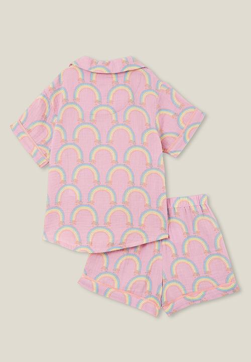 Cotton On - Amelia short sleeve pyjama set - pale violet/rainbow