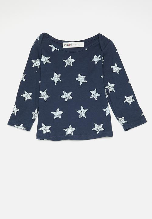 MINOTI - 3 Pack long sleeve tops - white & blue 