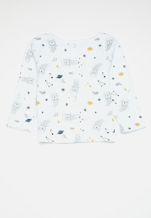 MINOTI - 3 Pack long sleeve tops - white & blue 