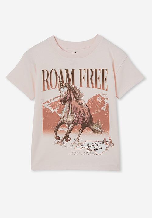 Cotton On - Poppy short sleeve print tee - crystal pink/roam free