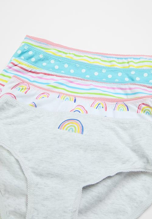 MINOTI - Girls rainbow spots 5pk knickers - multi
