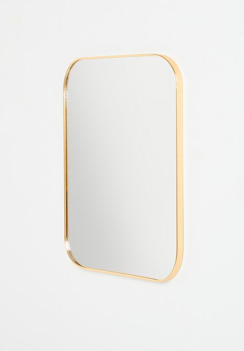 H&S - Freya Rectangular Mirror 45Cm W - Gold