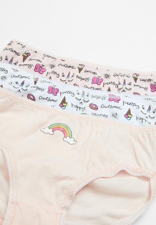 MINOTI - Girls rainbow aop 3 pack knickers - multi 