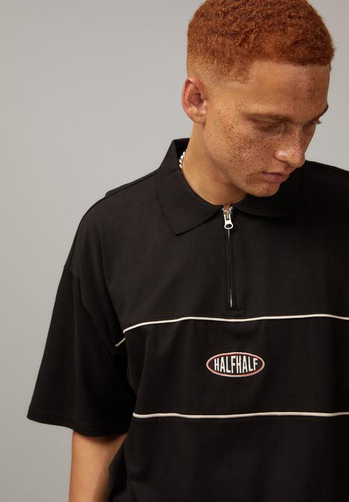 Factorie - Box fit zip polo - black piping