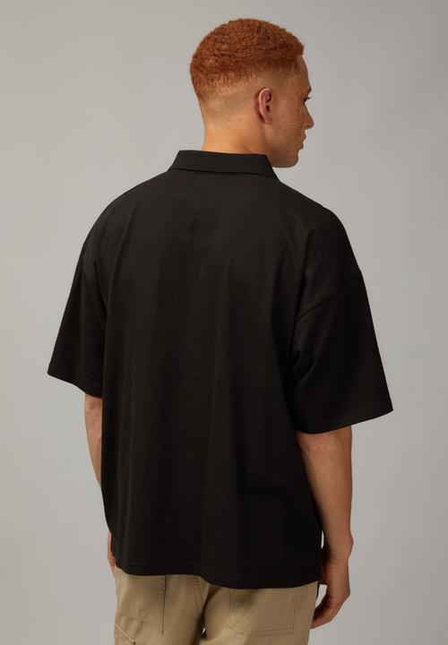 Factorie - Box fit zip polo - black piping