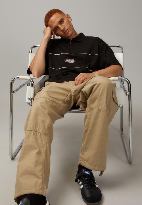 Factorie - Box fit zip polo - black piping