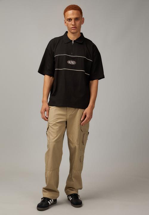 Factorie - Box fit zip polo - black piping
