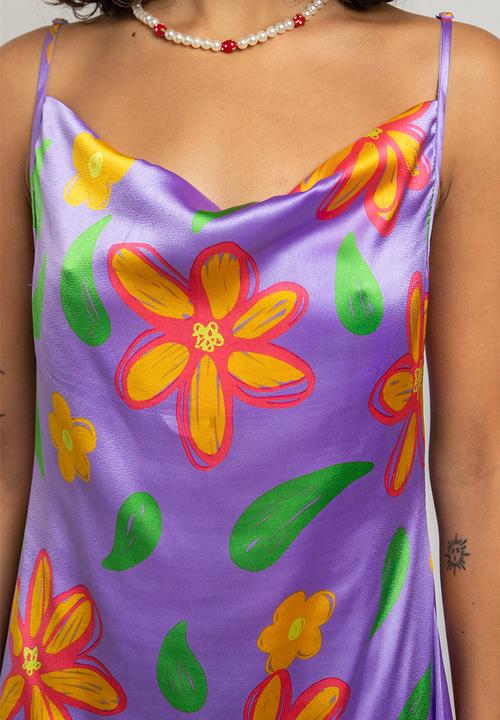 Daisy Street - Printed satin midaxi minah dress - multi