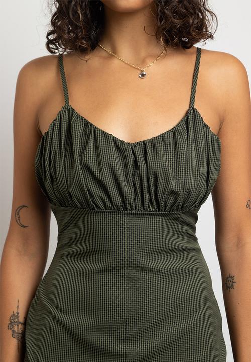 Daisy Street - Cami dress with side split - khaki
