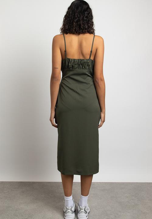 Daisy Street - Cami dress with side split - khaki
