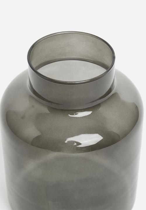 H&S - Funnel Recycled Glass Vase - Smoke Black