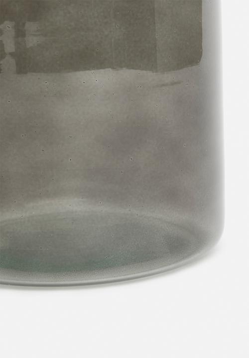 H&S - Funnel Recycled Glass Vase - Smoke Black