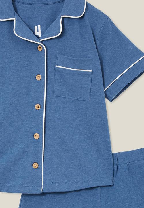 Cotton On - Perry short sleeve pyjama set - petty blue