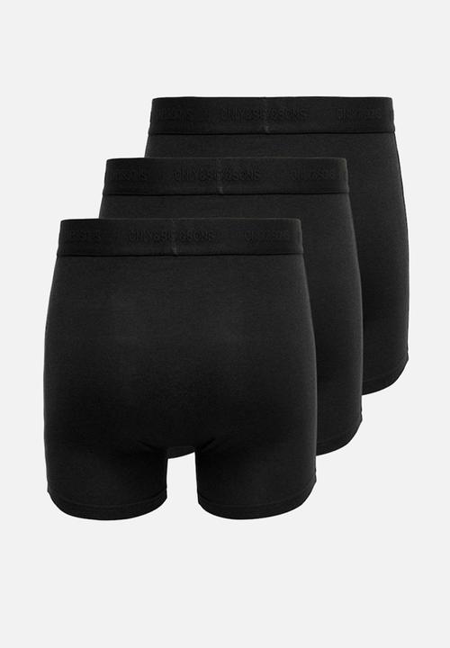 Only & Sons - Onsfitz bamboo trunk embossed logo 3 pack - black 