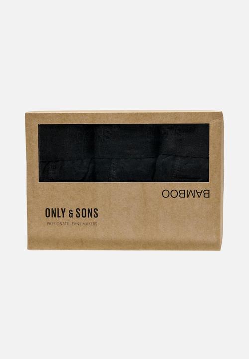 Only & Sons - Onsfitz bamboo trunk embossed logo 3 pack - black 