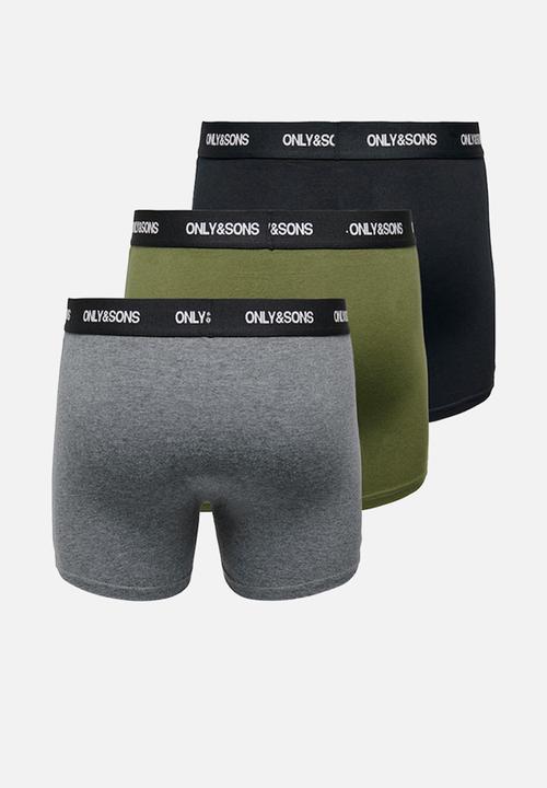 Only & Sons - Onsfitz small logo solid trunk 3 pack - multi 