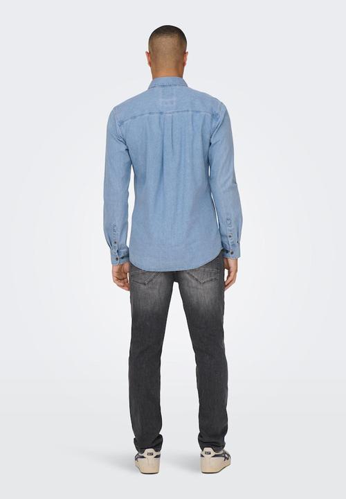 Only & Sons - Onslex reg chambray long sleeve shirt - light blue denim