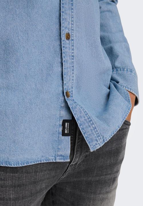 Only & Sons - Onslex reg chambray long sleeve shirt - light blue denim