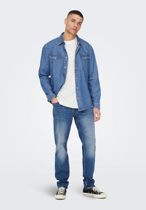 Only & Sons - Onsbane denim 3247 shirt - medium blue denim 