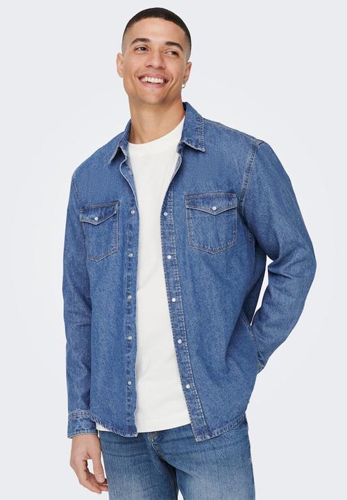 Only & Sons - Onsbane denim 3247 shirt - medium blue denim 
