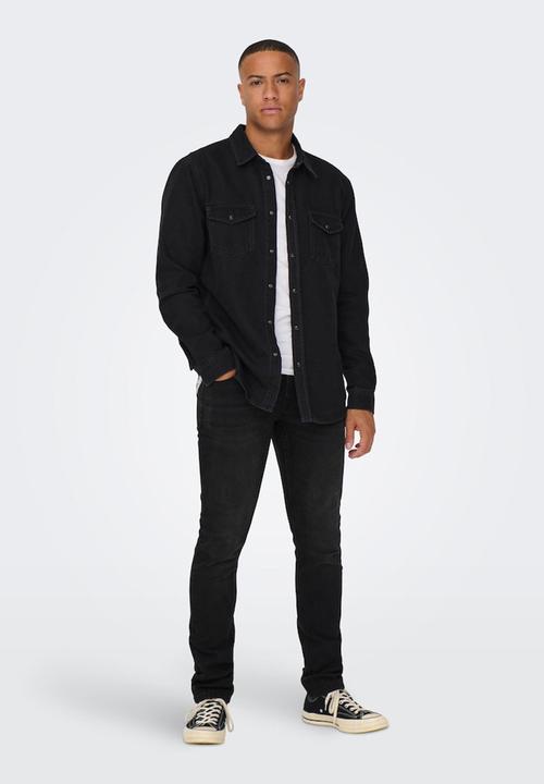 Only & Sons - Onsbane denim 3247 shirt  - dark grey denim