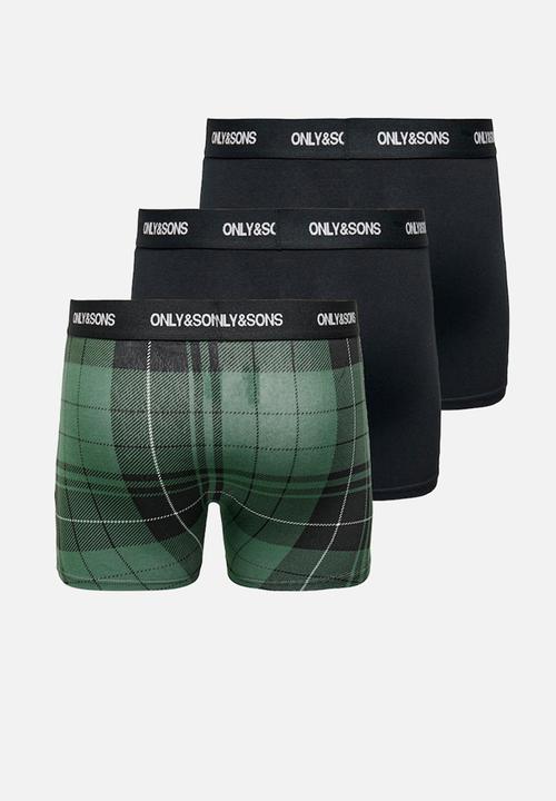 Only & Sons - Onsfitz print trunks 3-pack - black & green 