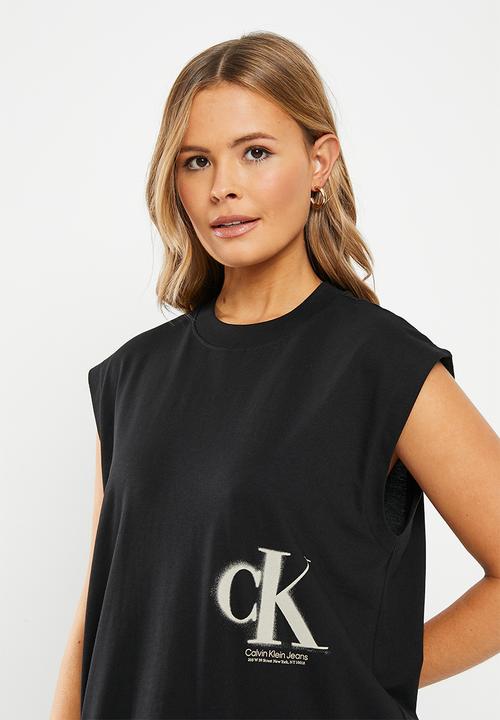 Calvin Klein - Sprayed monogram tank dress - ck black